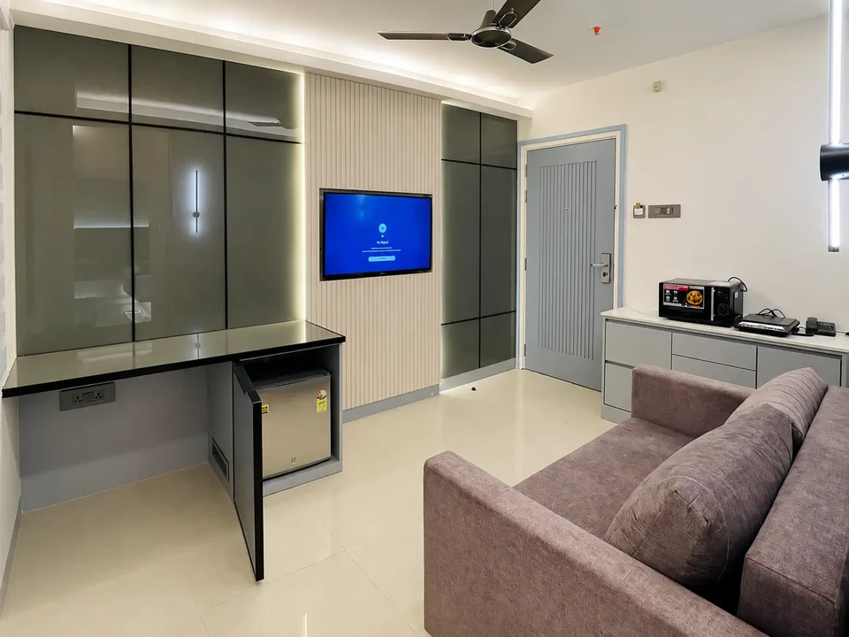 Suite hall — television and living area